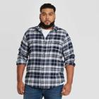 Mens Tall Standard Fit Long Sleeve 2-pocket Flannel Button-down Shirt - Goodfellow & Co Xavier Navy