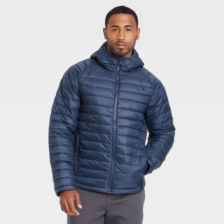 Men's Lightweight Puffer Jacket - All In Motion Navy