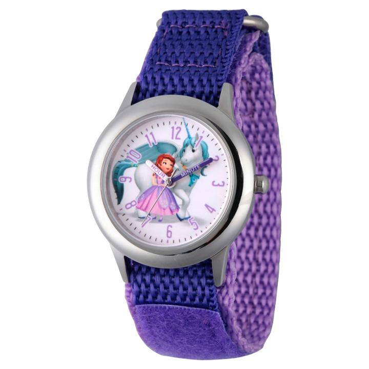 Girls' Disney Princess Sofia Stainless Steel Time Teacher Watch - Purple, Girl's