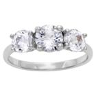 Tiara 1.76 Ct. T.w. 3 Stone Created White Sapphire Ring In Sterling Silver -