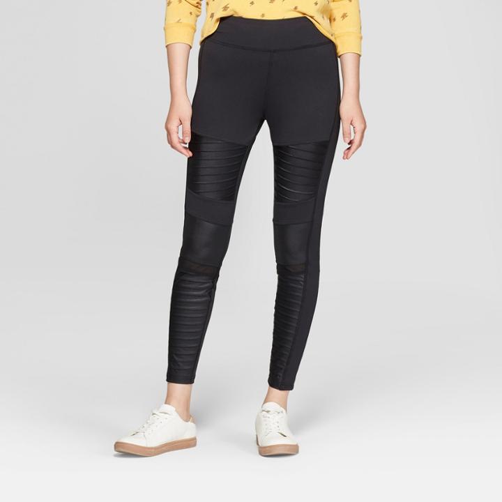 Women's Moto Hosiery Leggings - Xhilaration Black M,
