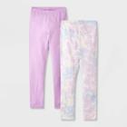 Girls' Adaptive 2pk Leggings - Cat & Jack Violet/cream Tie-dye L, Ivory/purple