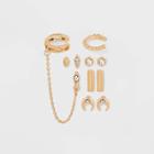 Chain Cuff And Moon Stud Earring Set 8pc - Wild Fable Gold