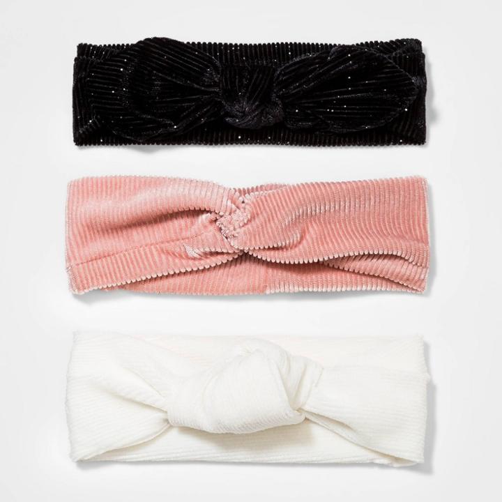 Toddler Girls' 3pk Headbands - Cat & Jack White/black/peach