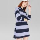 Women's Striped Long Sleeve Rugby Polo Dress - Wild Fable Purple/navy M,