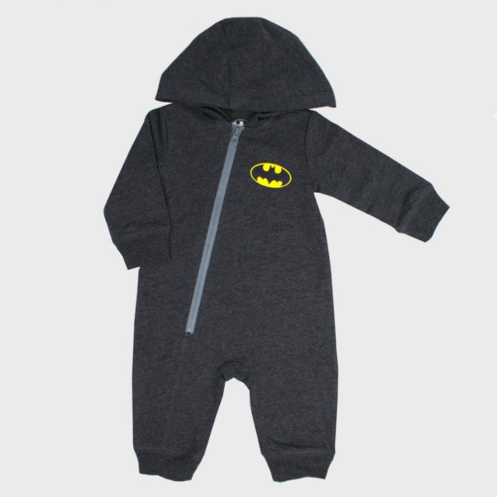 Baby Dc Comics Batman Hooded Romper - Gray Newborn, Kids Unisex