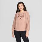 Women's Bat Long Sleeve Embroidered Sweater - Knox Rose Pearl