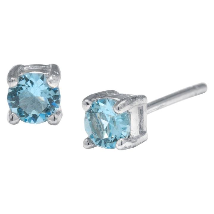 Target Silver Plated Brass Light Aqua Stud Earrings With Crystals From Swarovski (4mm), Women's,
