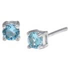 Target Silver Plated Brass Light Aqua Stud Earrings With Crystals From Swarovski (4mm), Women's,