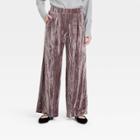 Women's High-rise Wide Leg Velvet Pull-on Pants - A New Day Brown