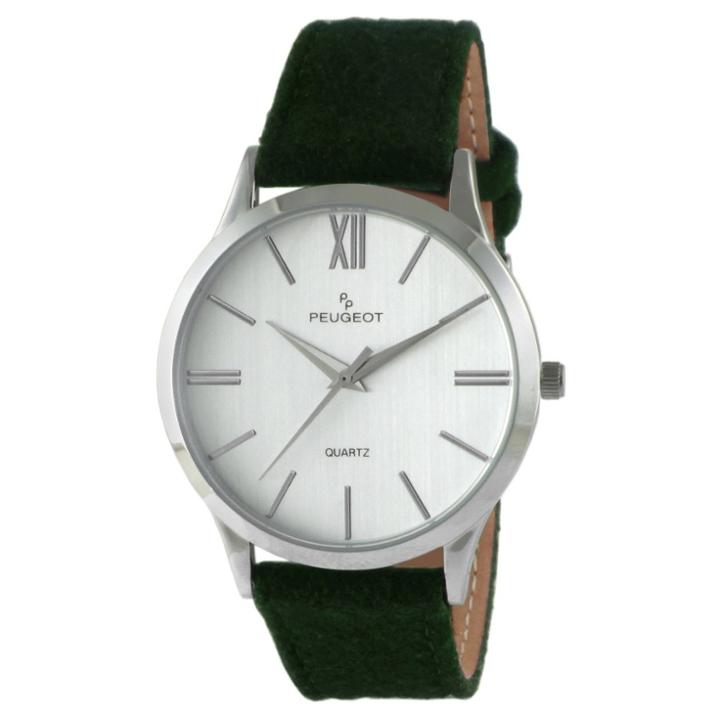 Peugeot Watches Peugeot Unisex Super Slim Case Wool Strap Watch -green, Dark Forest