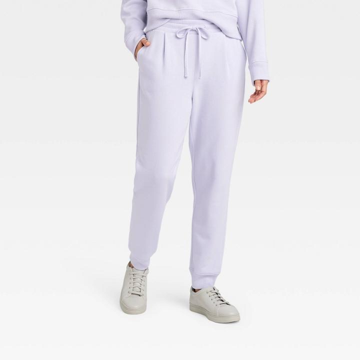 Women's High-rise Knit Pull-on Ankle Jogger Pants - A New Day Light Purple
