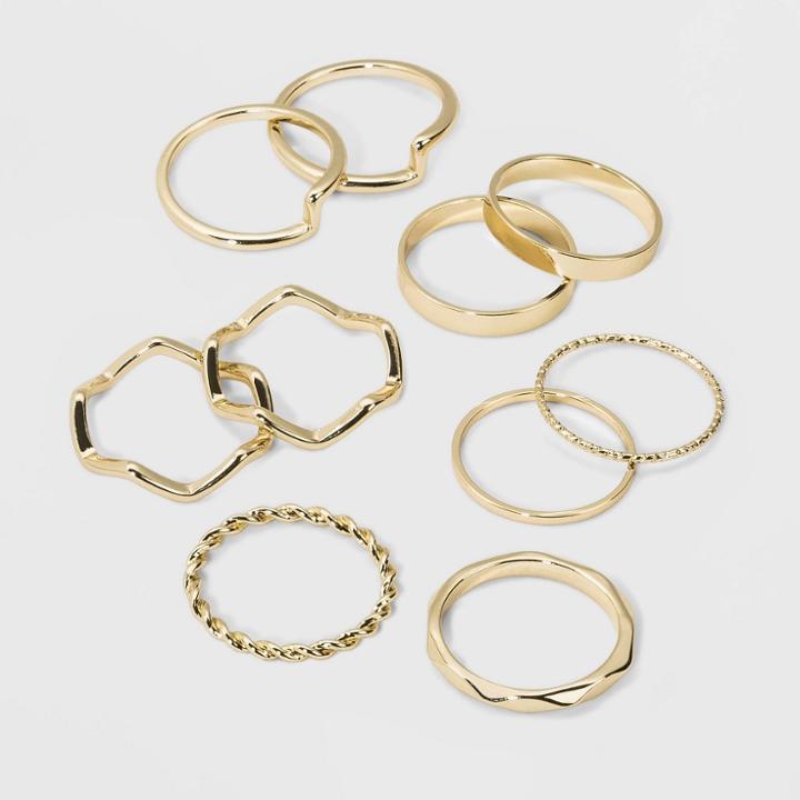 Casted Metal Multi Ring Set 10pc - Wild Fable Gold, Bright Gold