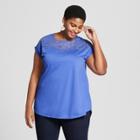 Women's Plus Size Short Sleeve Burnout T-shirt - Ava & Viv Blue