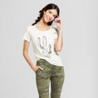 Women's Cactus Short Sleeve Scoop Neck Graphic T-shirt - Grayson Threads (juniors') White