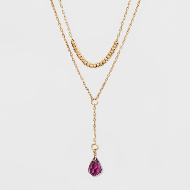 Ccbs And Hanging Stone Short Necklace - A New Day Pink/gold