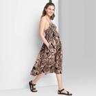 Women's Sleeveless Smocked Top House Dress - Wild Fable Brown Clay Floral