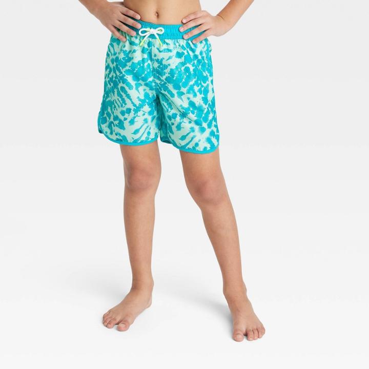Boys' Tie-dye Swim Trunks - Cat & Jack Turquoise Blue