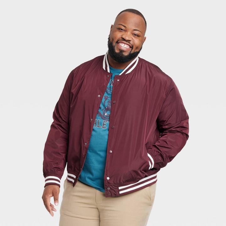 Men's Big & Tall Pomegranate Mystery Bomber Jacket - Goodfellow & Co Maroon