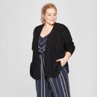 Women's Plus Size Cable Knit Cardigan - Universal Thread Black X