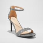 Women's Myla Satin Shimmer Stiletto Pump Heel Sandal - A New Day Pewter (silver)