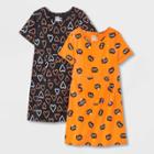 Girls' 2pk Adaptive Halloween Dress - Cat & Jack Orange/black