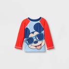 Toddler Boys' Mickey Mouse Long Sleeve Rash Guard Swim Shirt - Blue