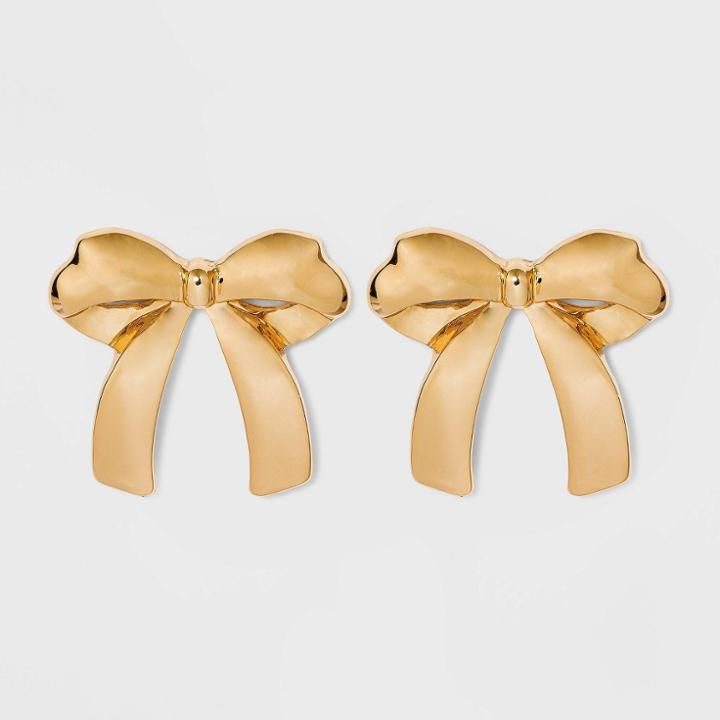 Sugarfix By Baublebar Metallic Bow Drop Earrings - Gold