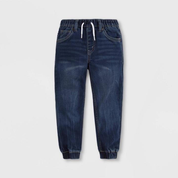 Levi's Toddler Boys' Indigo Dobby Pull-on Jogger Pants - Medium Wash Sundance Kid 2t, Medium Blue