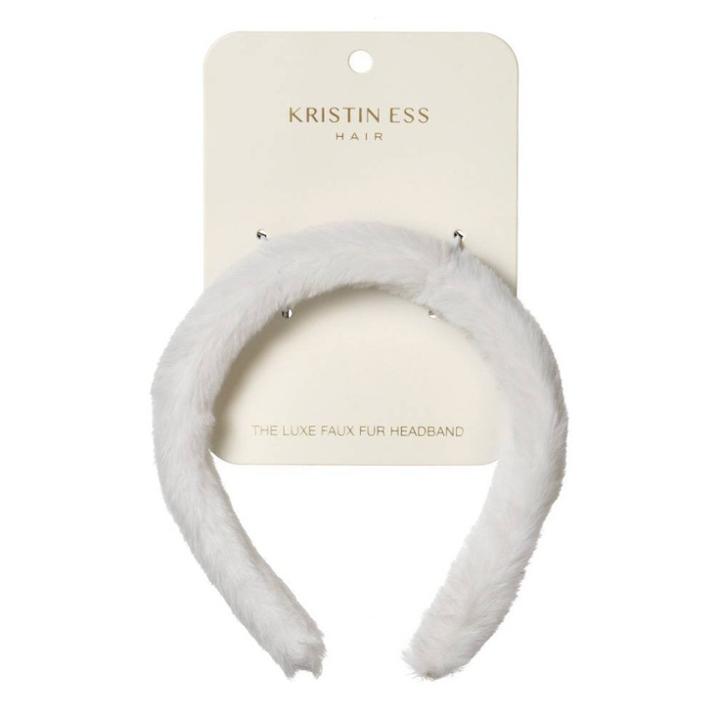 Kristin Ess Faux Fur Headband - White