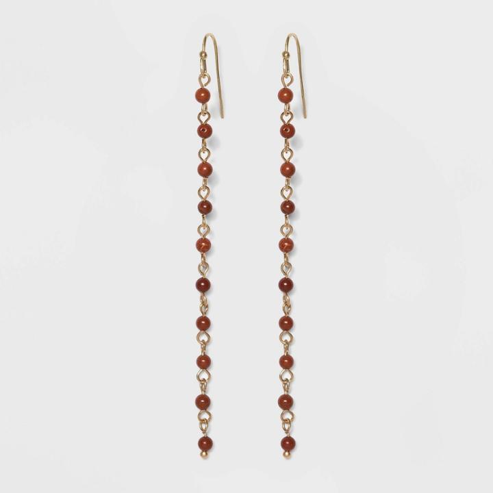 Brass Semi Red Jasper Drop Earrings - Universal Thread Red/gold,
