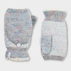 Isotoner Women's Yarn Flip Top Mitten - Blue One Size, Black/white