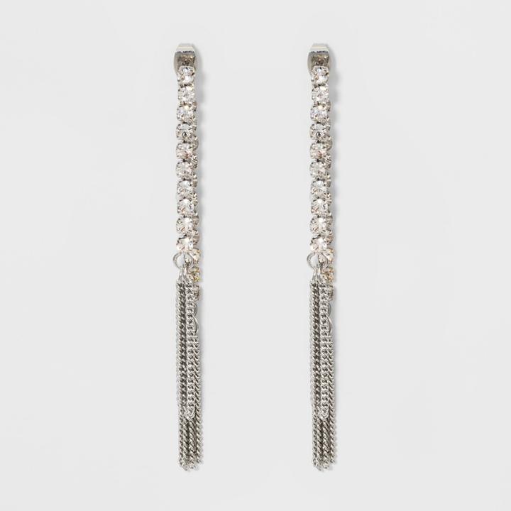 Crystal Rhinestone Front To Back Earrings - Wild Fable Silver,