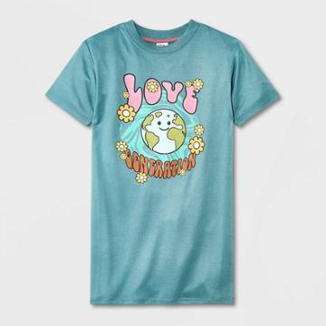 Girls' 'love Generation Earth' Oversized Sleep Shirt - Art Class Green