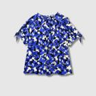 Women's Floral Print Short Sleeve Ruffle Blouse - Who What Wear Blue