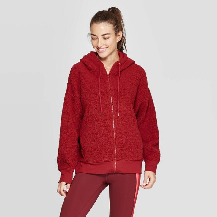 Women's Performance Sherpa Fleece Full Zip - C9 Champion Berry M, Women's, Size: