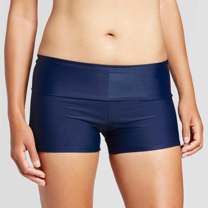 Women's Foldover Swim Boyshort - Navy - Xl - Merona, Navy Voyage