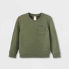 Oshkosh B'gosh Toddler Boys' Quilted Crew Neck Pullover Sweatshirt - Olive Green