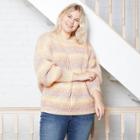 Women's Plus Size Crewneck Spacedye Pullover Sweater - Universal Thread Tan