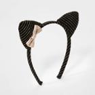 Kids' Soft Puffy Stripe Cat Ear Headband - Cat & Jack Sparkle Stripe One Size, Kids Unisex, Black