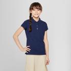 Girls' Short Sleeve Stain Release Uniform Polo Shirt - Cat & Jack Navy (blue)