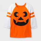 Shinsung Tongsang Women's Plus Size 3/4 Sleeve Jack'o'lantern Raglan T-shirt - Orange
