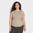 Women's Plus Size Slim Fit Side-tie Ruched Top - A New Day Brown
