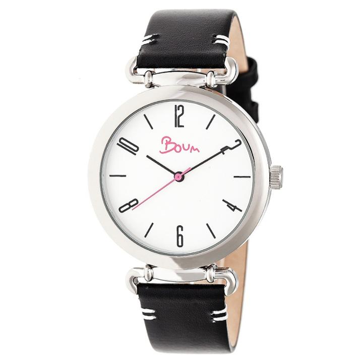 Boum Lumiere Ladies Leather-band Watch - Black/silver