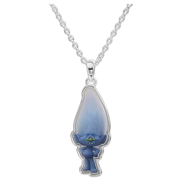 Target Kid's Dreamworks Trolls Silver Plated Guy Diamond Pendant Necklace, Girl's