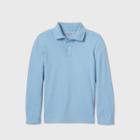 Oversizeboys' Long Sleeve Interlock Uniform Polo Shirt - Cat & Jack Light Blue