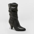 Women's Alisha Pointed Scrunch Boots - A New Day Black