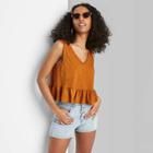 Women's Peplum V-neck Tank Top - Wild Fable Rust