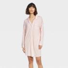 Women's Striped Beautifully Soft Notch Collar Nightgown - Stars Above Pink