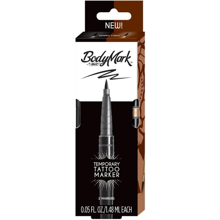 Bodymark By Bic Temporary Tattoo Marker - Black - 0.5 Fl Oz/2ct
